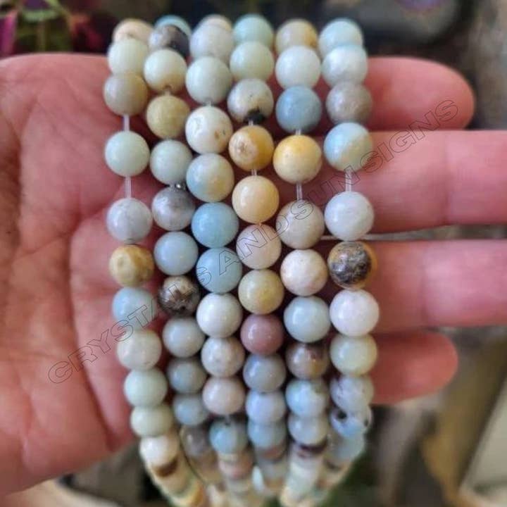 Flower Amazonite Beads 8mm Round Strand for wholesale by Crystals and Sun Signs