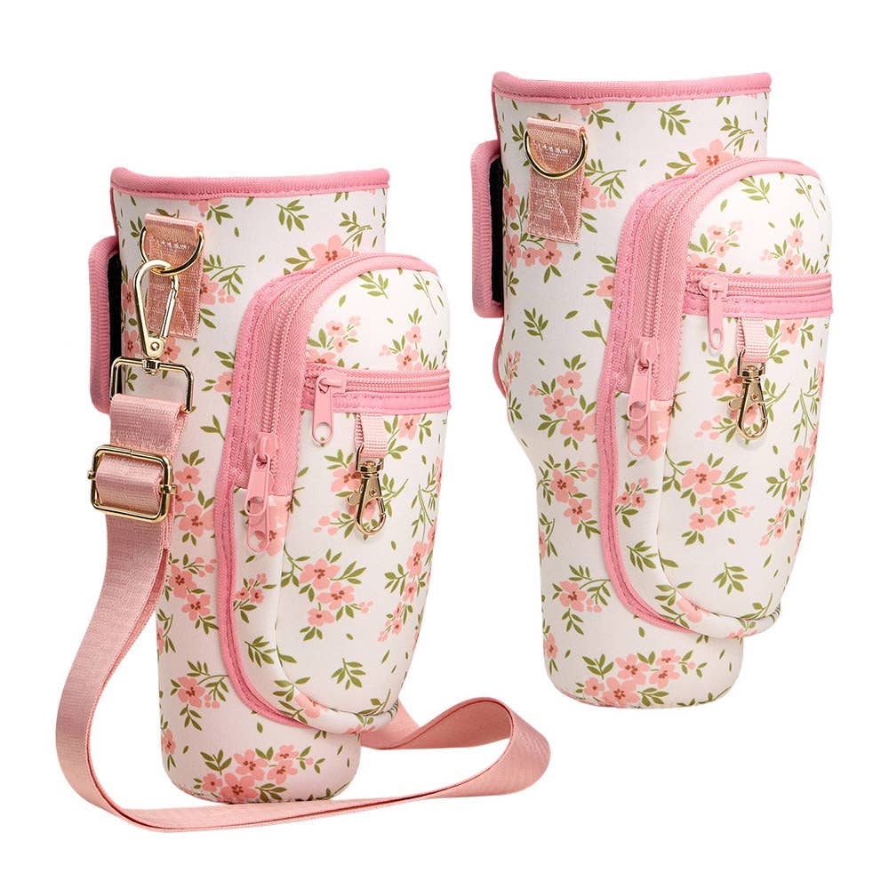 Sensibling Corp. - Wholesale Pouch - Women's - Flower Pattern Tumbler Carrier Holder Bag2