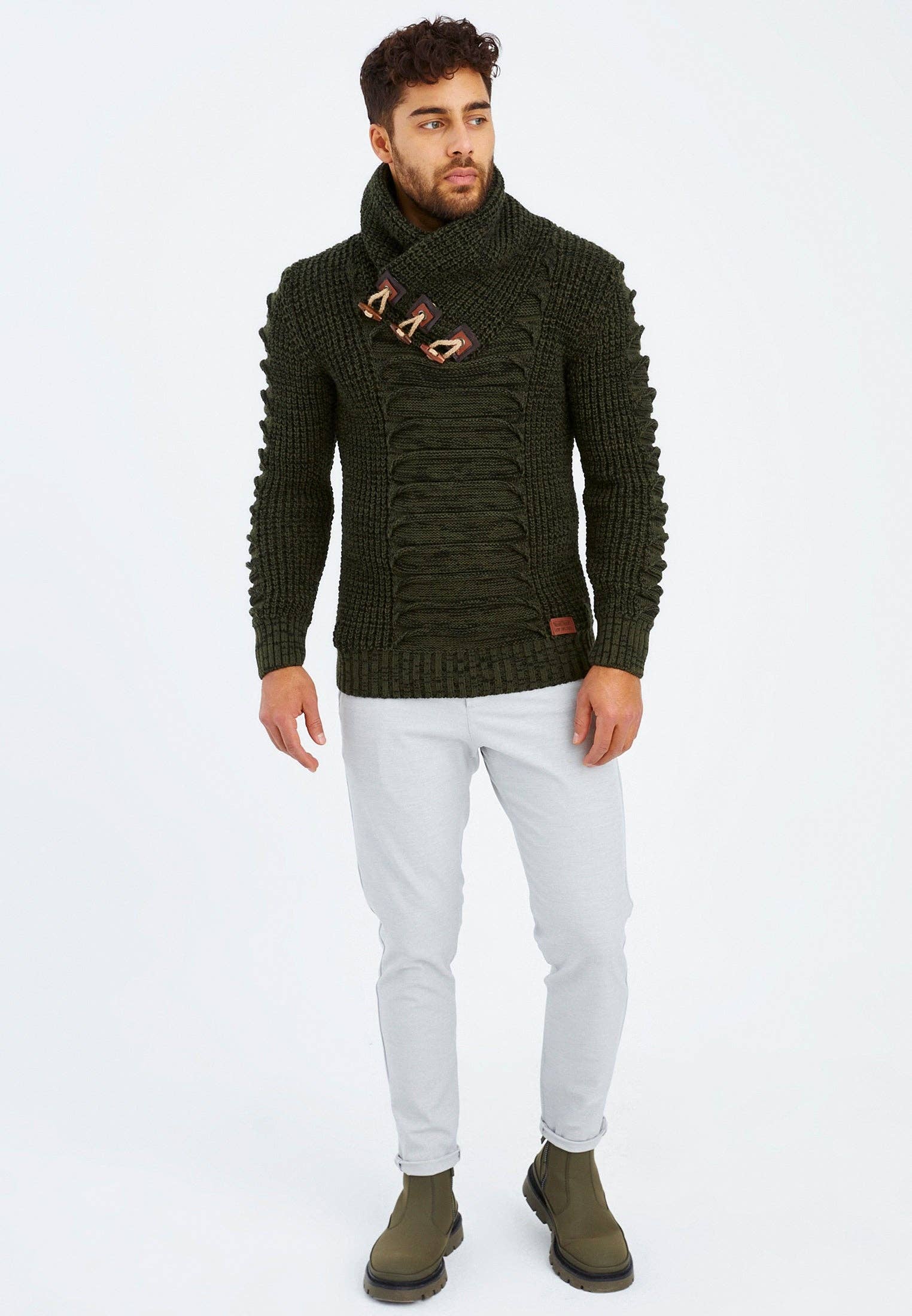 Leif Nelson GmbH - Wholesale Knit Sweater - Men's - Men's Knit Sweater Chunky Knit Shawl Collar LN-557521