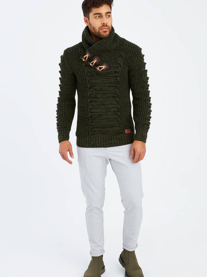Leif Nelson GmbH - Wholesale Knit Sweater - Men's - Men's Knit Sweater Chunky Knit Shawl Collar LN-557521