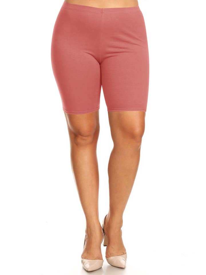 MOA COLLECTION - Wholesale Athletic Shorts - Women's - Women's Plus Size Casual Solid Biker Shorts (Open Pack)1