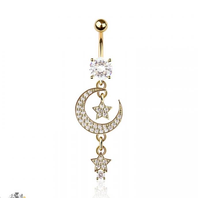 316L SURGICAL STEEL MULTI CZ MOON STAR DANGLE TWINKLE STAR B for wholesale by CRAVE
