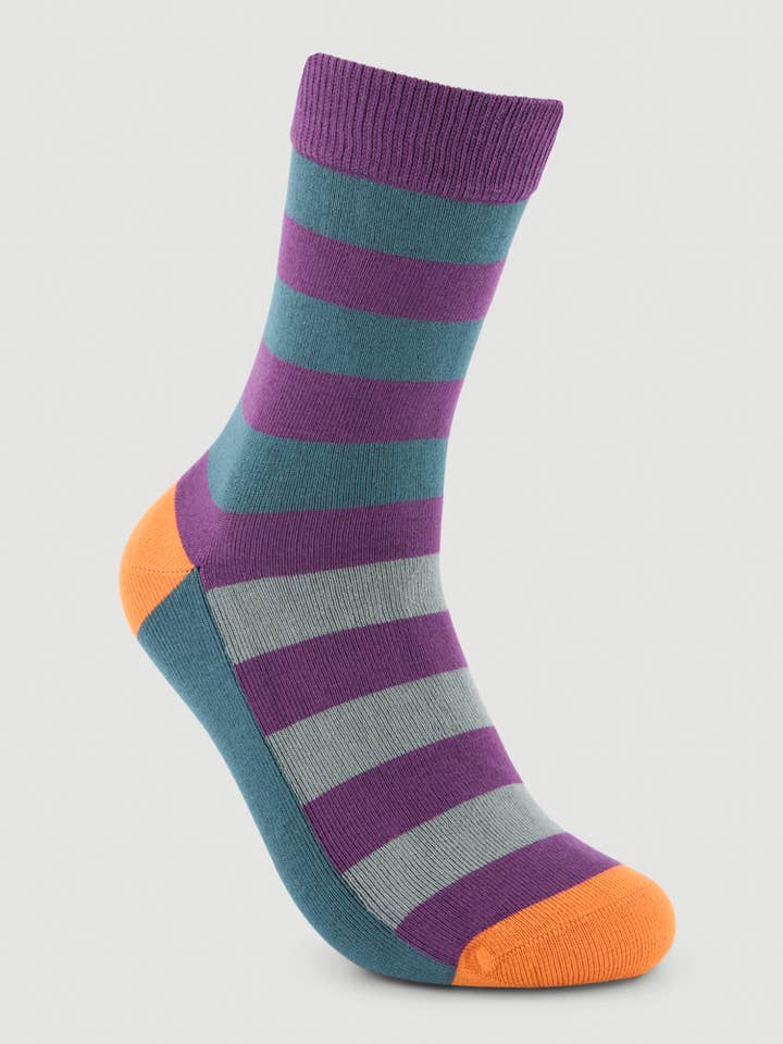 Organic Cotton Socks Contrast Plum Fair Trade for wholesale by Veraluna Sustainable Clothing