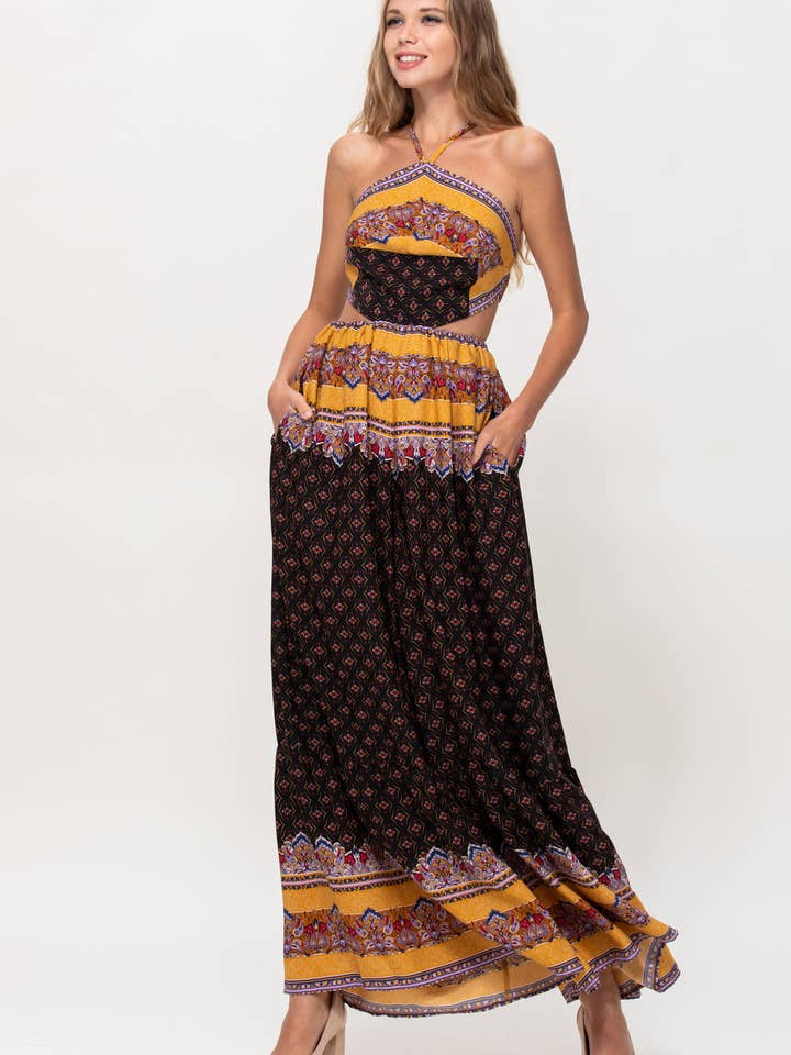 Mono de verano con estampado de líneas de borde para venta al por mayor de Dear Daisy