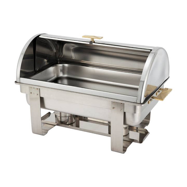 EcoQuality - Wholesale Kitchen Appliance - 8 Quart Deluxe Full Size Rectangular Gold Accent Chafer