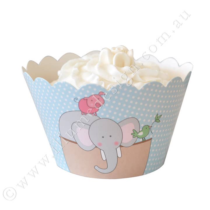 Noahs Ark Blue Cupcake Wrapper - Pack of 12 for wholesale by Illume Partyware