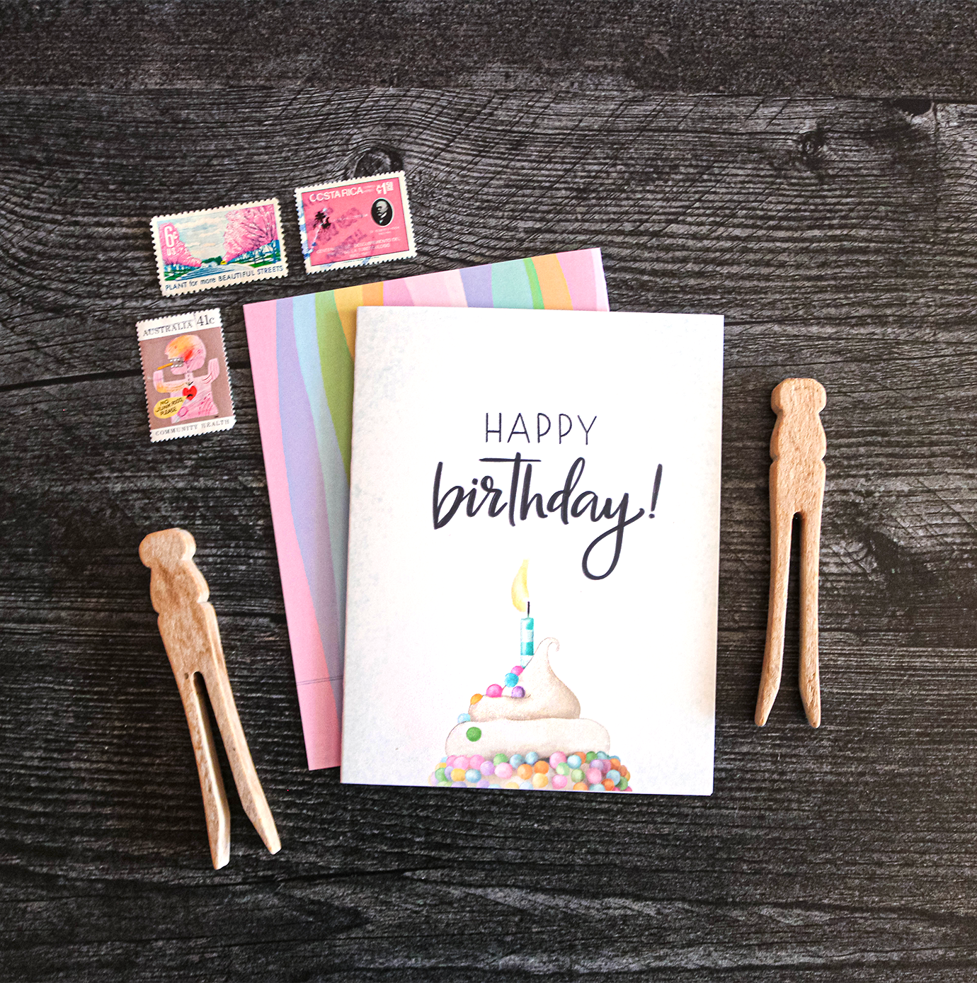 The Noble Paperie - Wholesale Birthday Card - Happy Birthday | Cupcake Cake Watercolor Fun Birthday Card5