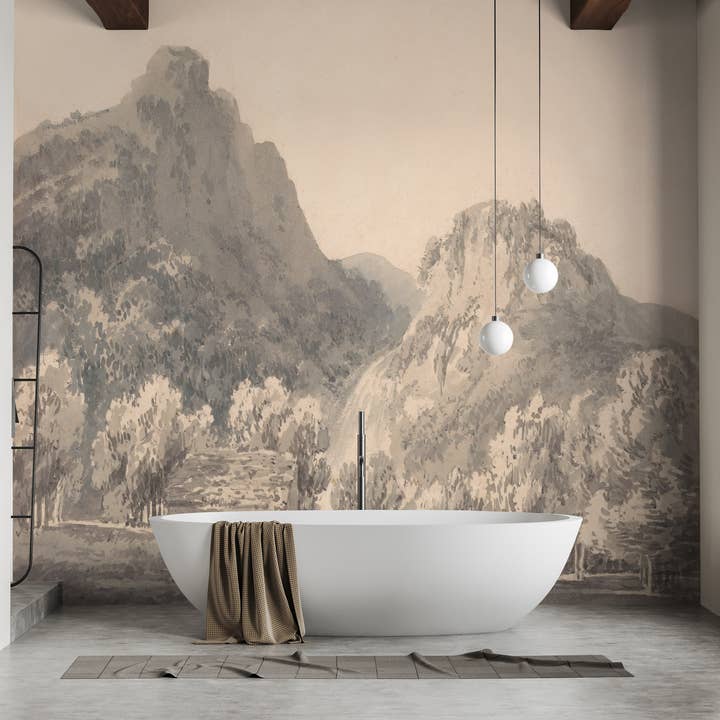SimurgWallArts - Wholesale Wallpaper - Vintage Landscape Wallpaper: Soft-Toned Panoramic Wall Mural7