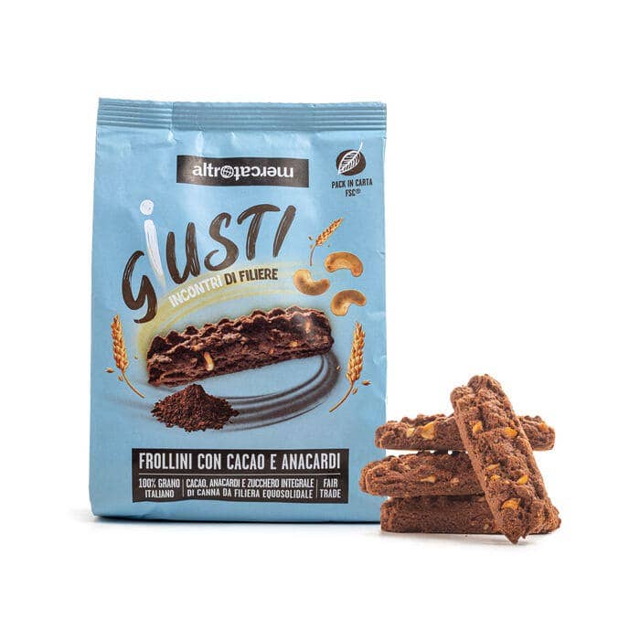 Biscuits With Cocoa & Cashew Nuts - 300 g (Without Palm Oil) for wholesale by Altromercato