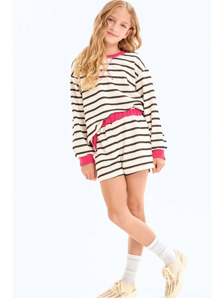 Good Girl - Wholesale Shorts - Kids - Stripe French Terry Shorts with Pocket1