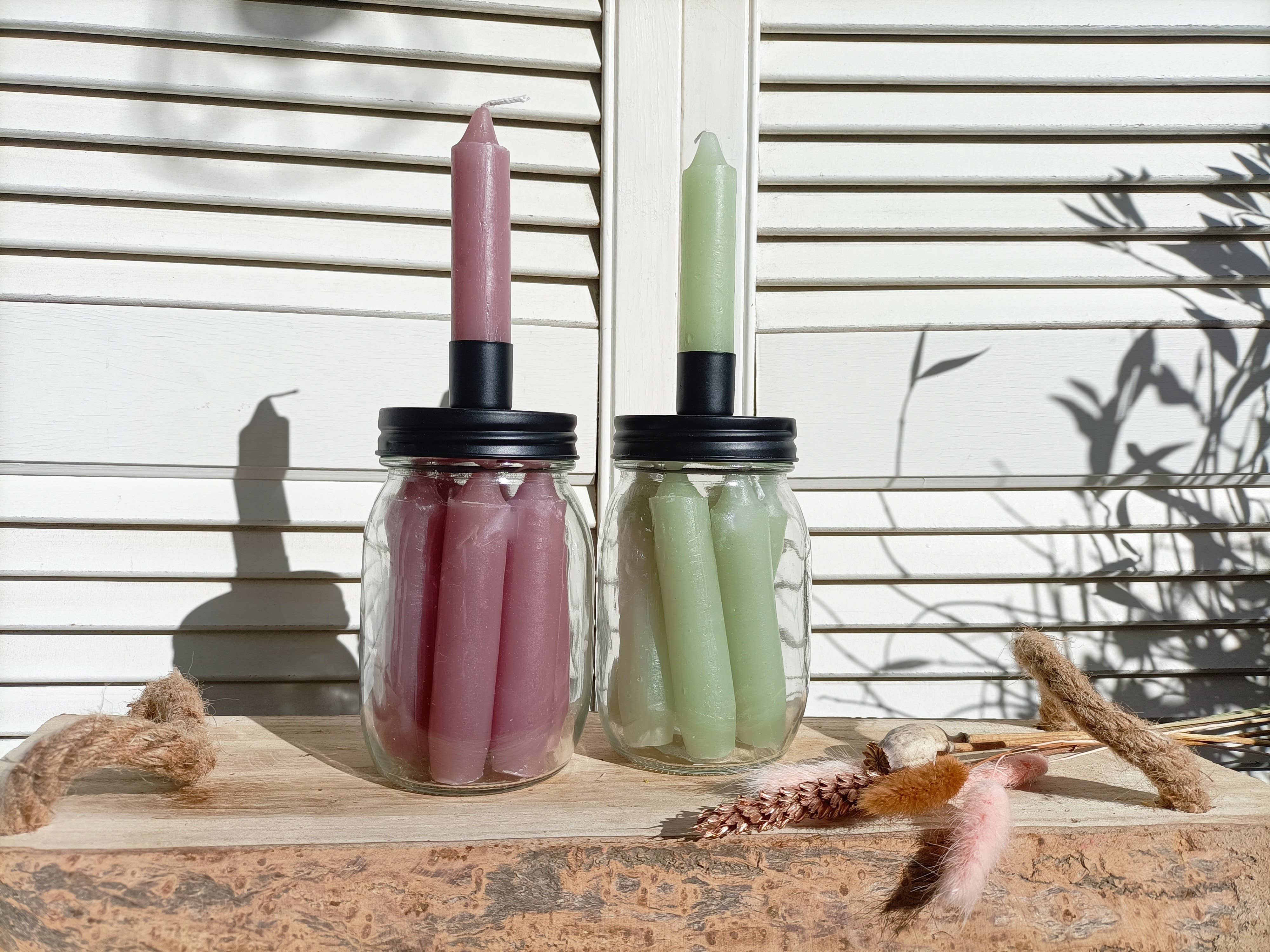 DRYdecorations - Vendita all'ingrosso Candele cilindriche/candelieri - Barattolo con candele di colori diversi2