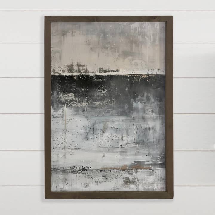 Abstrakte monochrome schwarze Leinwandkunst mit Rahmen für den Großhandel von Hangout Home