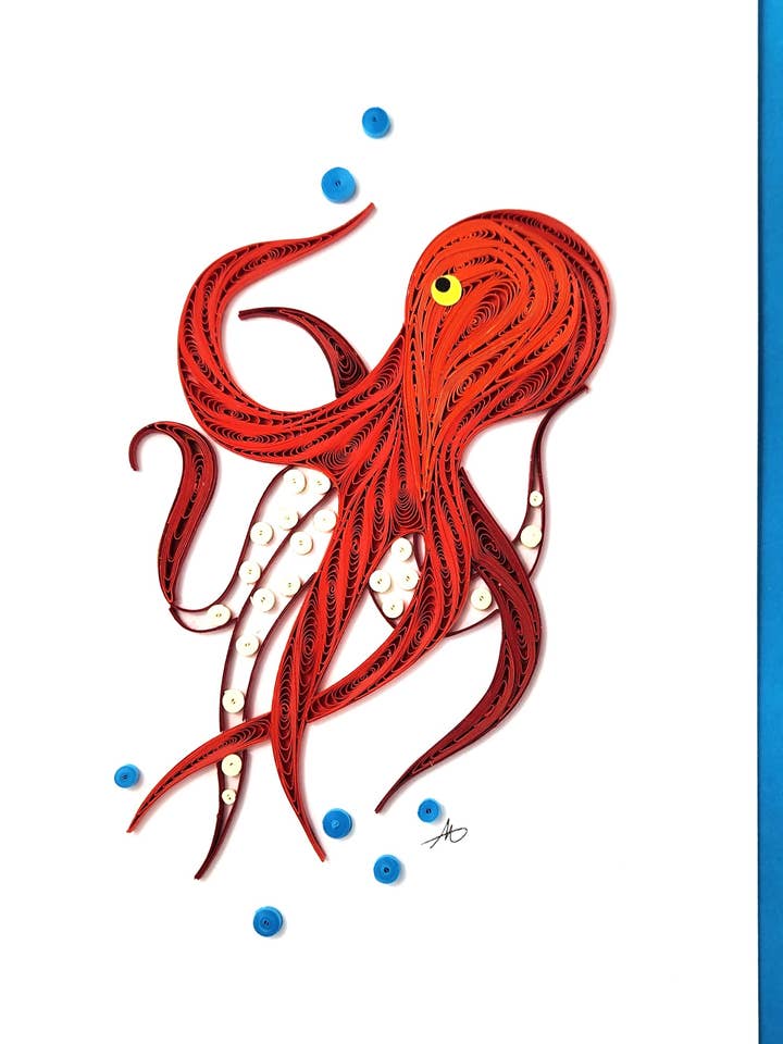 #275R Poulpe Rouge pour la vente par Iconic Quilling