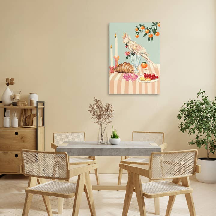 Stupell Industries – wholesale Canvas art – Breakfast With Cockatiel Bird Canvas2