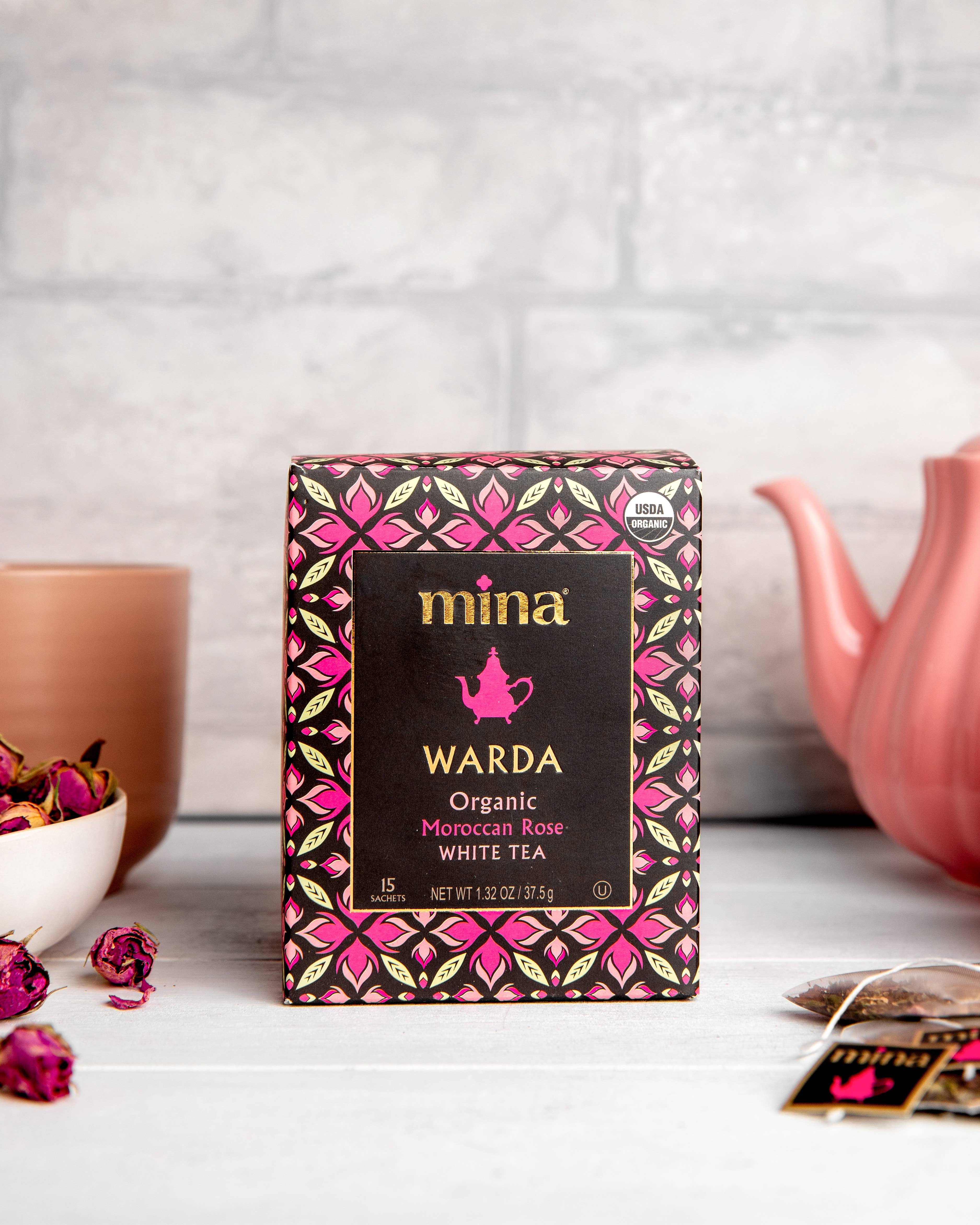 Mina - Wholesale Tea Bags - 15 ct Warda Organic Moroccan Rose White Tea4