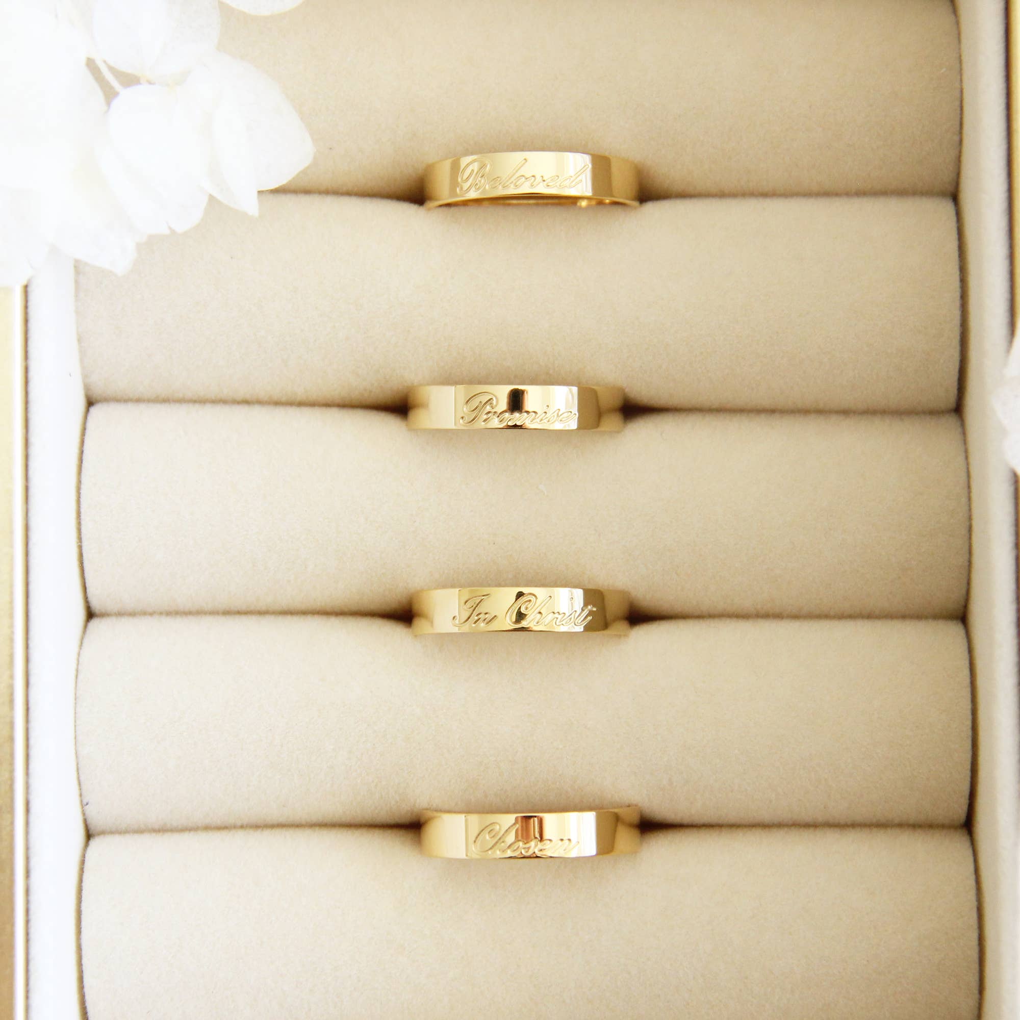 LoveStory Collection - Wholesale Band/Stacked Ring - Chosen 4mm Band Ring, Ephesians 1:4-5, Christian Jewelry6