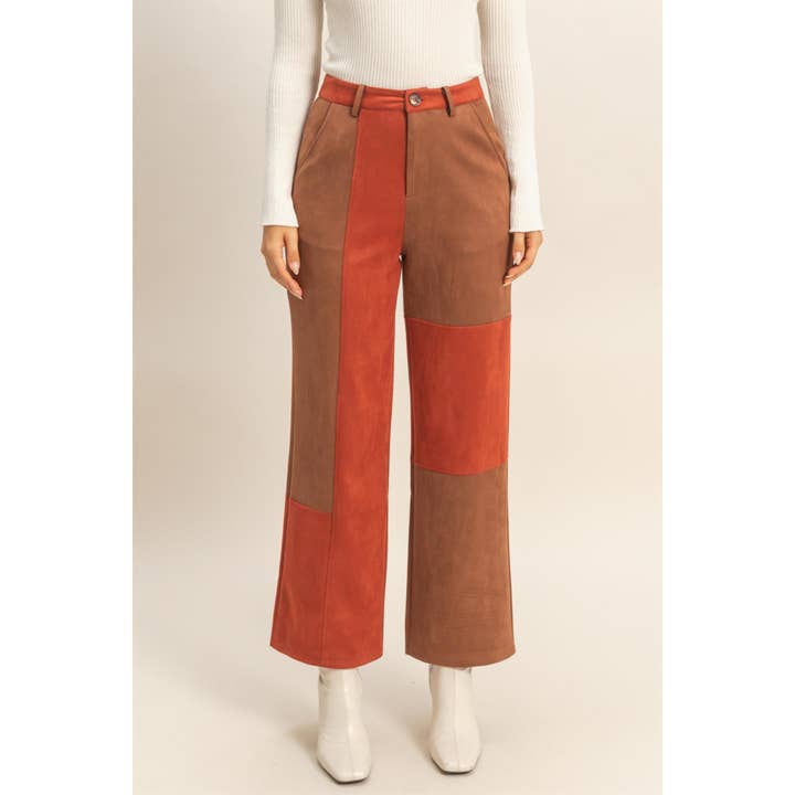 HYFVE - Wholesale Pants - Women's - Faux Suede Color Block Pants4