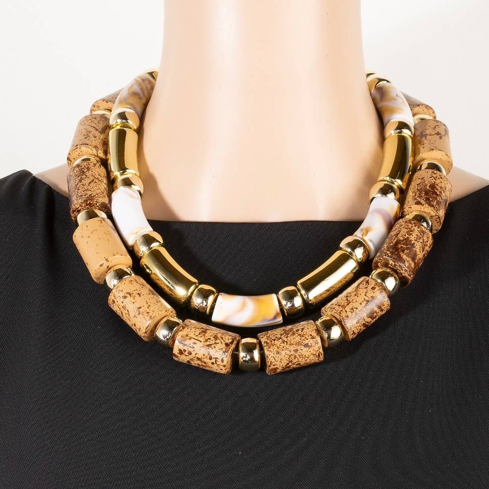 Anarchy Street - Vendita all'ingrosso Collana con ciondolo/pendaglio - Collana a strati con perline tubolari miste e voluminose2