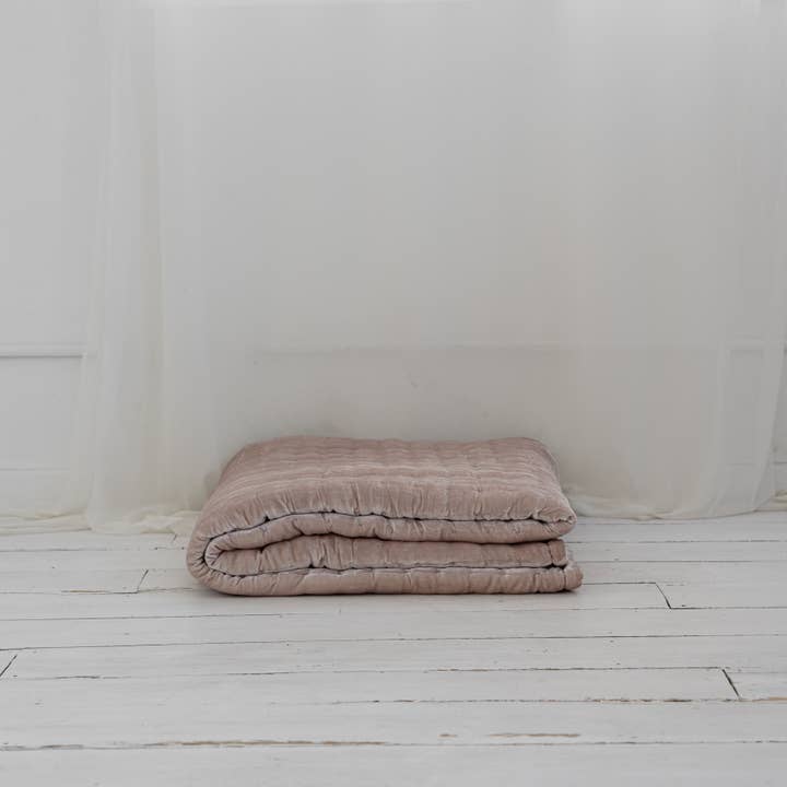 Tempt Pale Pink Silk Velvet Throw for wholesale on Faire3