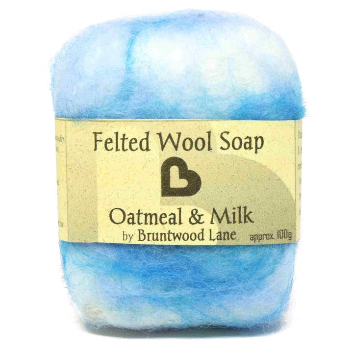 Oatmeal & Milk Felted Wool Soap for wholesale by Bruntwood Lane