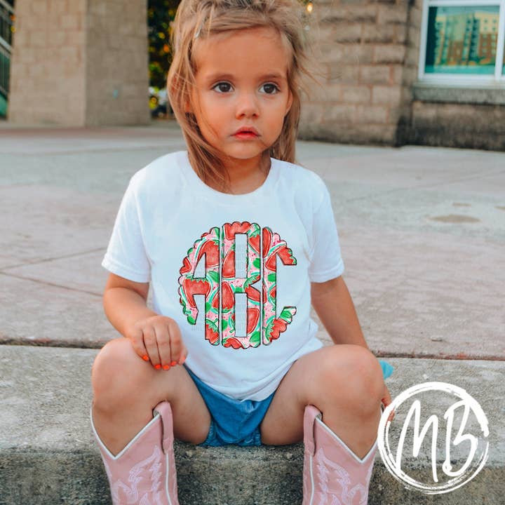 Strawberry Monogram Tee for wholesale by MelonBerry
