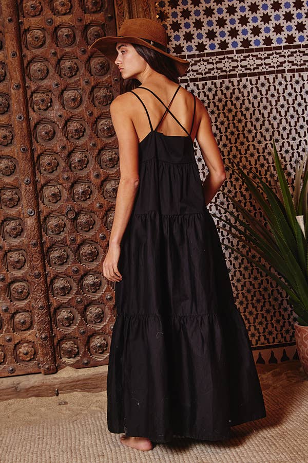 BUCKETLIST INC - Wholesale Dress - Women's - D4070 -Strappy Tiered Poplin Maxi Dress19
