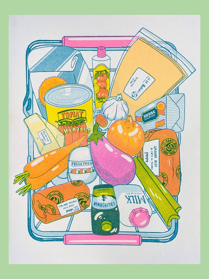 Lasagne de fête | Impression Risograph 8,5"x11" pour la vente par Christina Hu