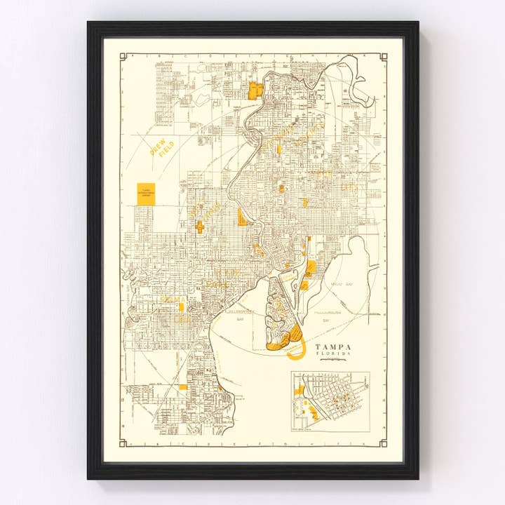 Vintage Map of Tampa, Florida 1947 for wholesale by Ted's Vintage Art