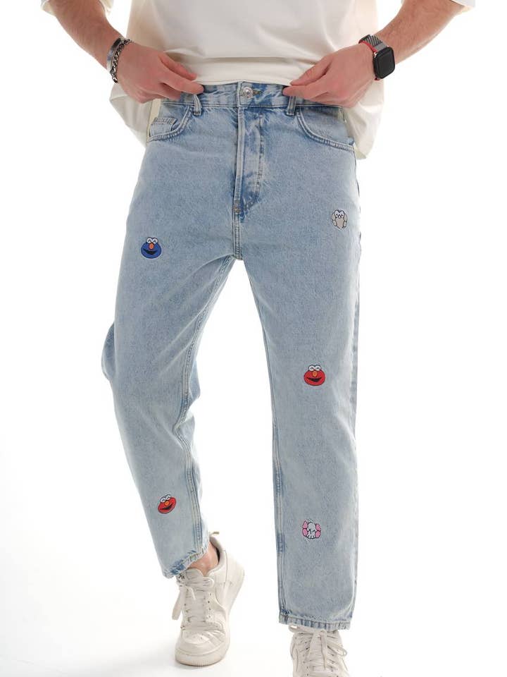 Boyfriend Blue Mini Sticker's Denim Jean for wholesale by PremiumDenim