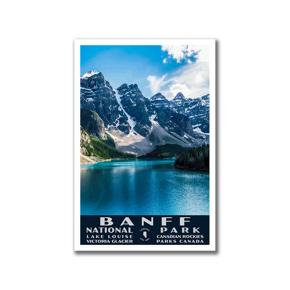 Just Go Travel Studios - Vente Poster - Affiche du parc national de Banff, WPA (lac Moraine) - WS0