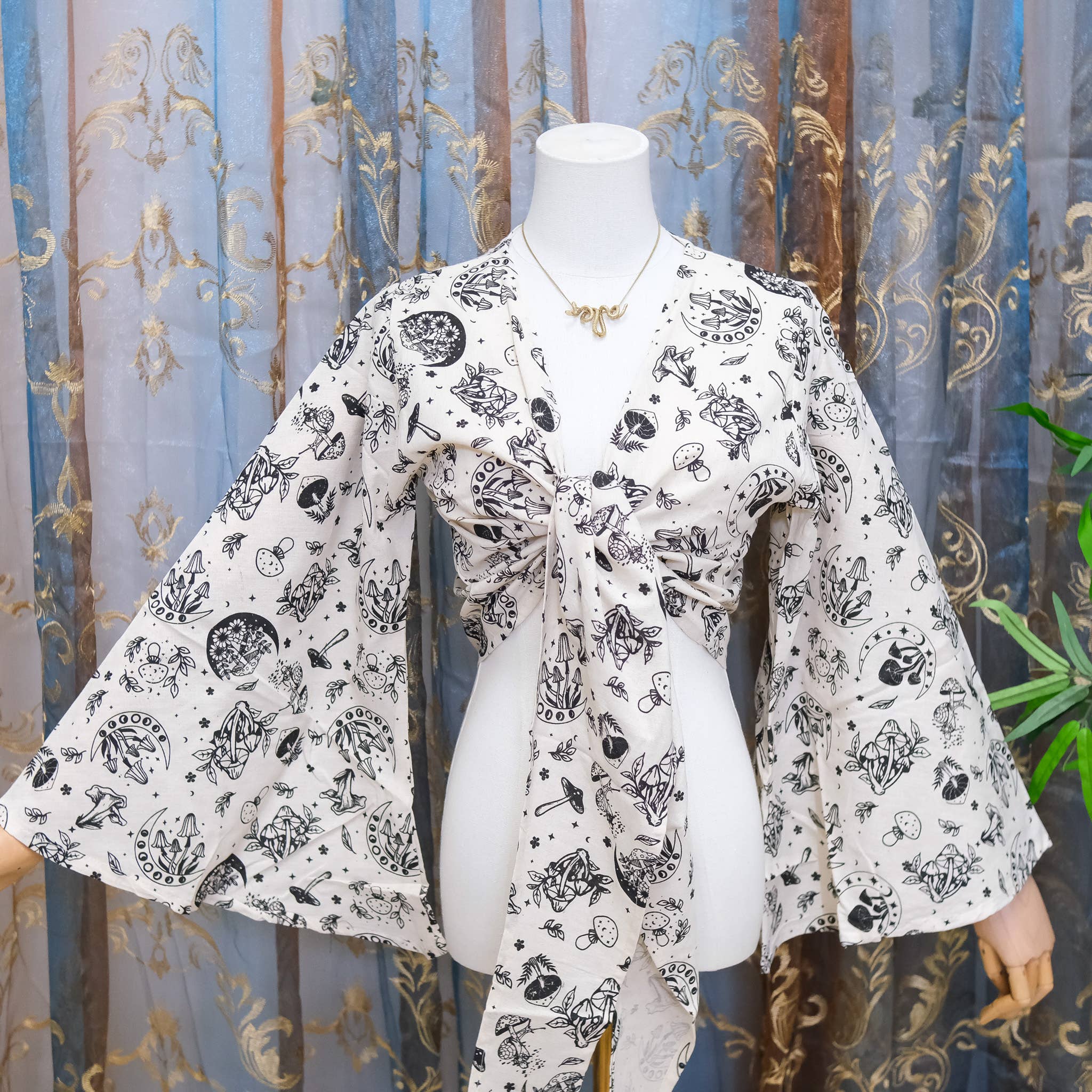 Karma Nepal Crafts - Wholesale Blouse - Women's - 3 Way Cotton Wrap Top with Mushroom Print25