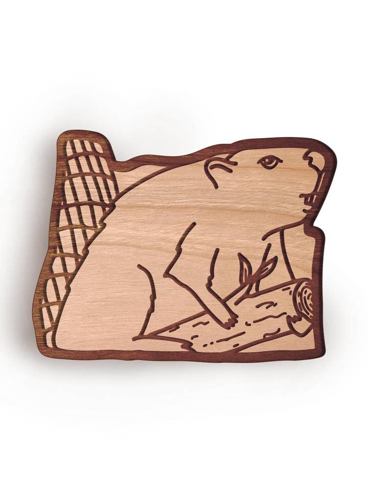 Oregon Beaver Wooden Pin for wholesale by Forever Northwest