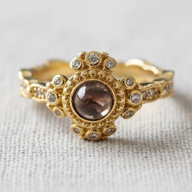 Vintage Enamel Gemstone Open Ring for wholesale by scentll jewelry