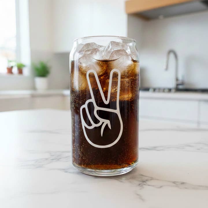 Lattina di vetro con stampa "Pace" per la vendita all'ingrosso da parte di cool people club