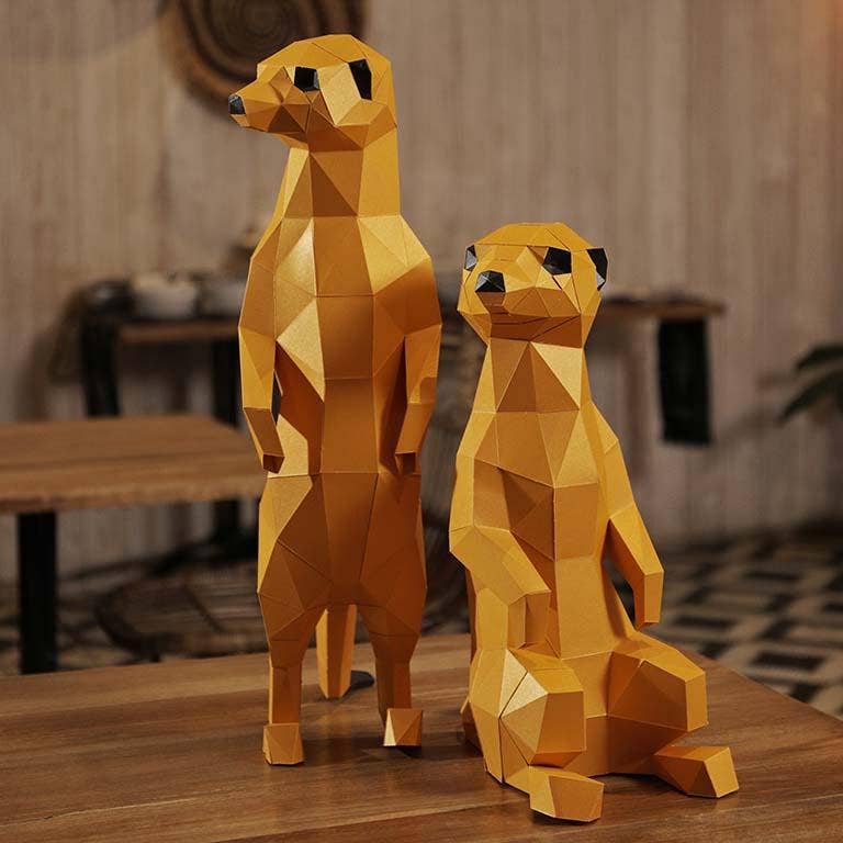 PAPERCRAFT WORLD - Vendita all'ingrosso Kit per lavoretti fai da te - Modello Origami Meerkats 3D Paperart7