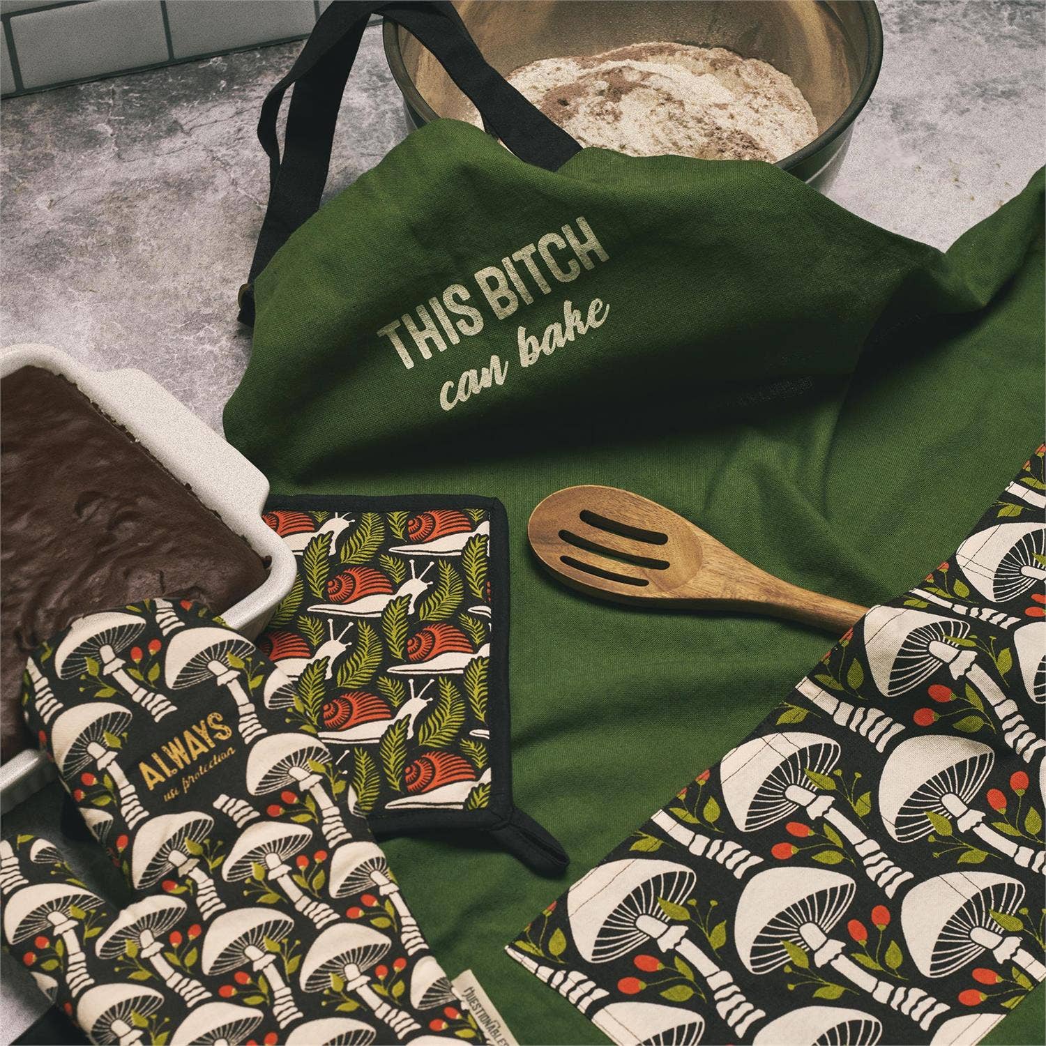 Questionables - Wholesale Table Runner - Can Bake Apron1