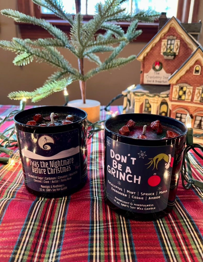 Moonlight & Mindfulness - Wholesale Jar/Filled Candle - Spooky Holiday Scents, Grinch, Nightmare Christmas, Krampus9