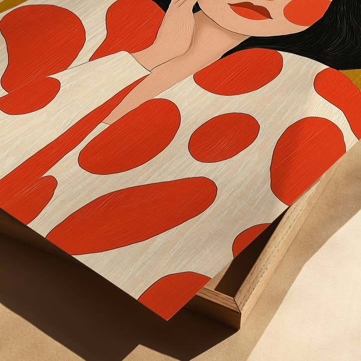 IuliiaArtPrints - Wholesale Art Print - Fashion-Inspired Abstract Female Poster – Bold Red Dot Print1