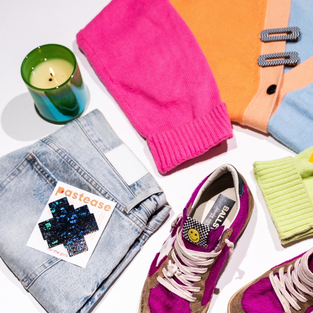 Pastease® - Wholesale Nipple Pasties - Women's - Plus X: Shattered Glass Disco Glitter Black Cross Pasties4