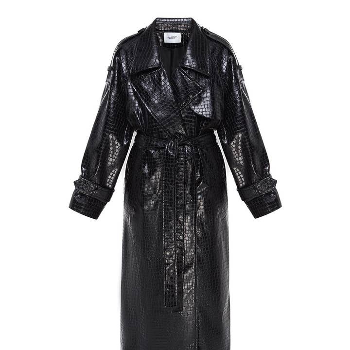 Lntc.store - Wholesale Trench Coat - Women's - Eco -leather trench with  Python Effekt