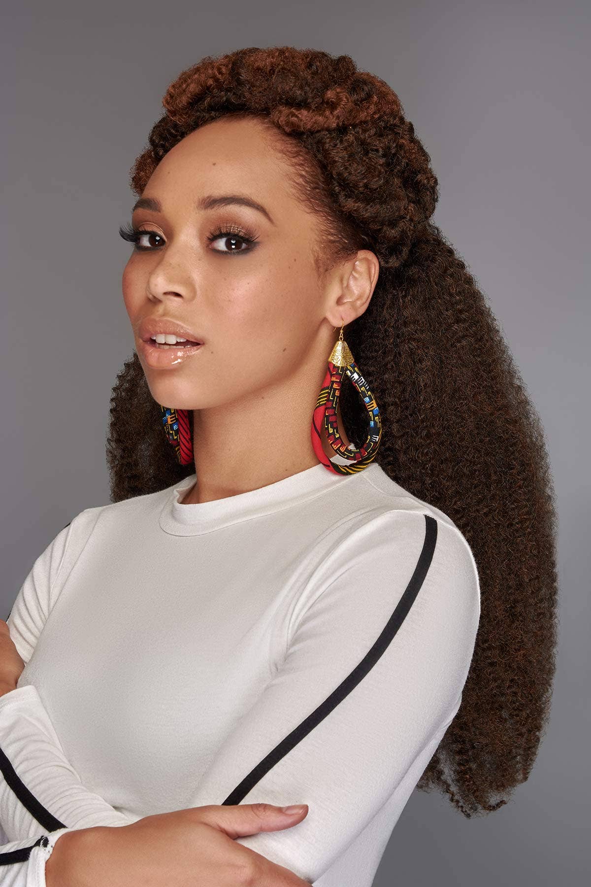 Cloth & Cord, LLC - Wholesale Dangle Earrings - Ankara African Double Loop Earrings | African Tribe Jewelry3