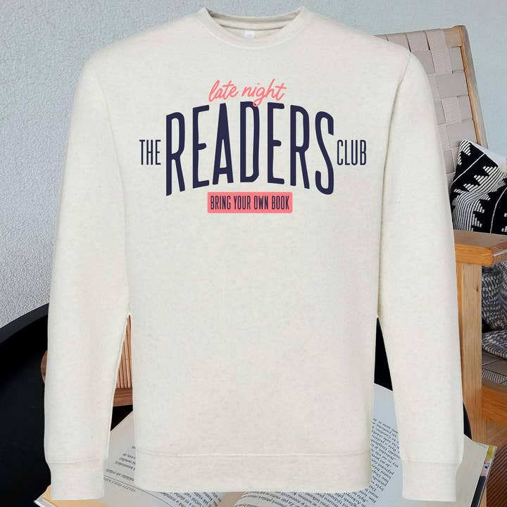 Le Club des Lecteurs Nocturnes BYOB - Polaire Élevé Naturel Chiné pour la vente par Little Mama Shirt Shop