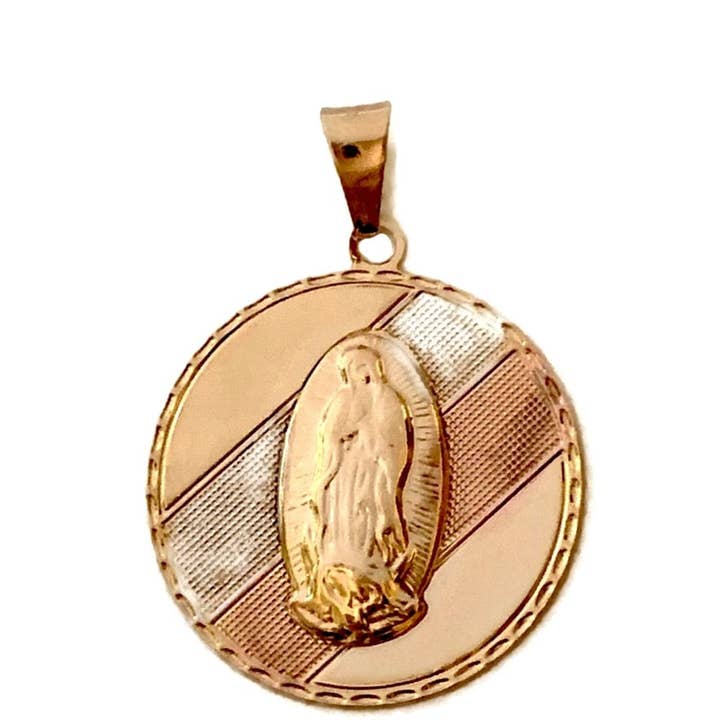 Guadalupe Virgin Medal 18 kt driekleurig verguld voor wholesale door Raf Rossi Gold Plated