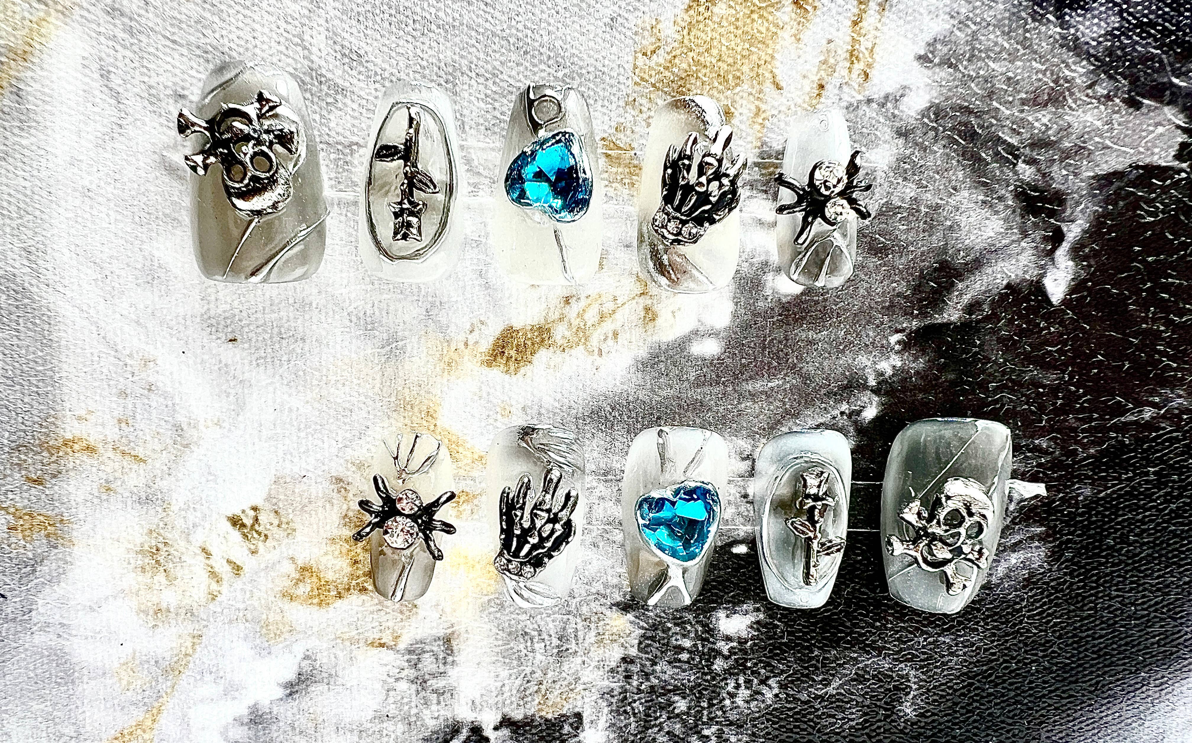 KTNN Studio Inc. - Wholesale Press-On/Fake Nails - Deluxe 100% Hand Made press on nails - Y2k Metal0