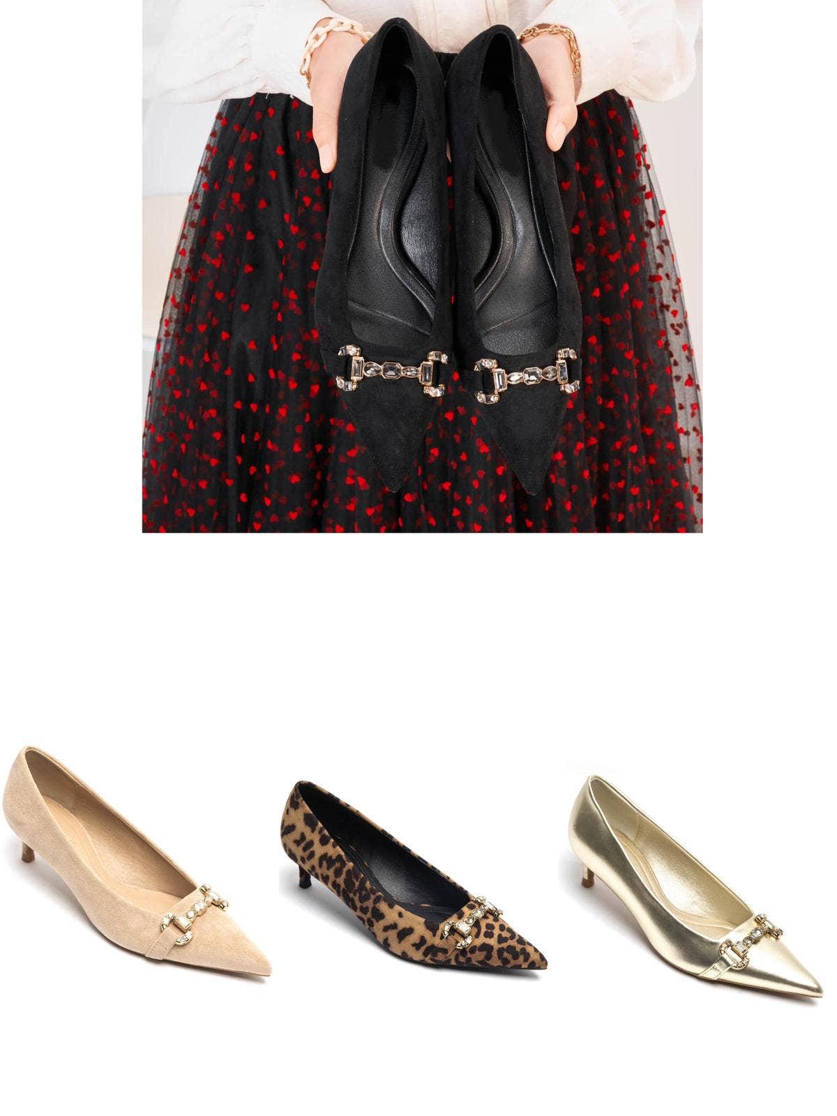 No Doubt Shoes – wholesale Low heels – Women′s – POINTED TOE GEMSTONE PUMP HEEL WITH GOLD CHAIN PARTY SANDALS19