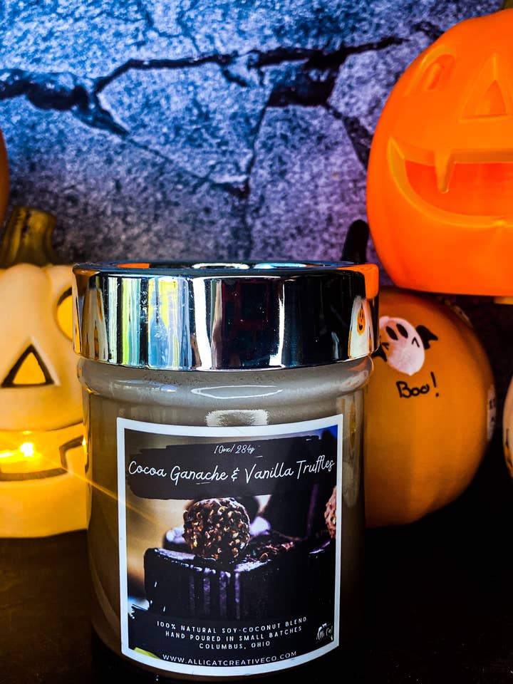 Cocoa Ganache & Vanilla Truffles 10oz Candle for wholesale by Alli Cat Creative Co.