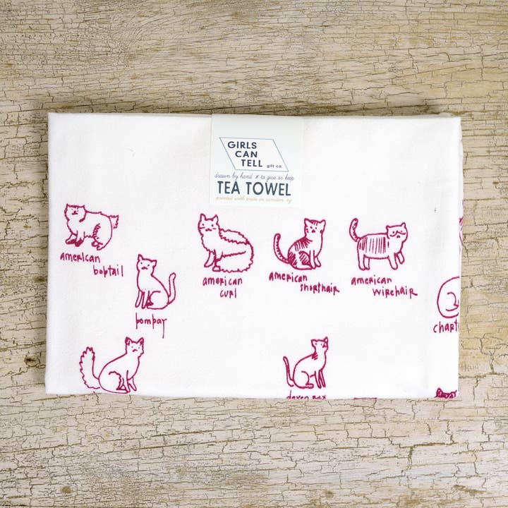 Cats Tea Towel | kitchen | flour sack | dish towel for wholesale by Girls Can Tell
