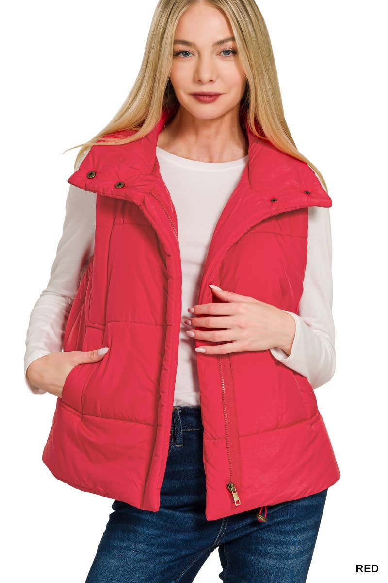 42POPS – Engroshandel Vest - Dame – 1015 Højhalset Puffer Vest med Lommer SI-281604