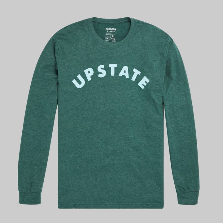 Upstate Arch Long Sleeve T - Heather Forest Green for wholesale by Hamilton & Adams