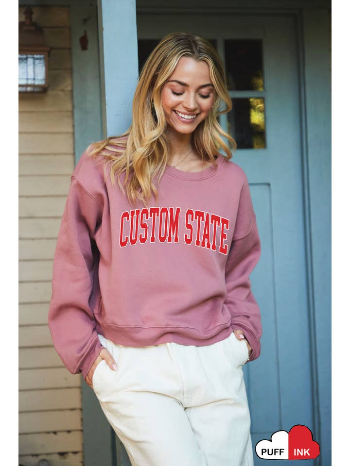 OAT COLLECTIVE - Wholesale Graphic Sweatshirt - Women's - CUSTOM STATE PUFF Mid Graphic Sweatshirt